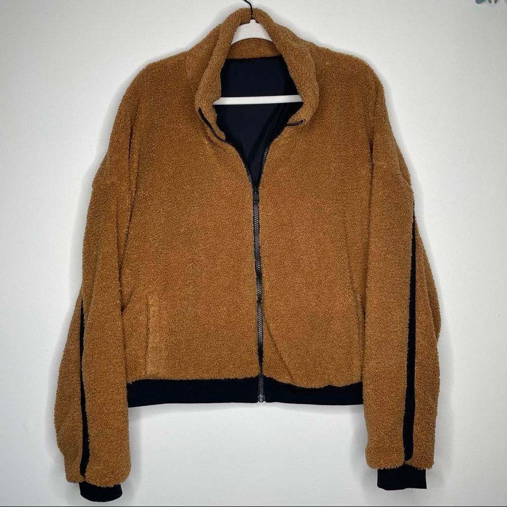 Fabletics Spencer Reversible Teddy Jacket Cozy Fleece Cropped Rain XXL‎